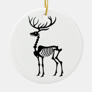Gothic Christmas reindeer skeleton Ceramic Tree Decoration