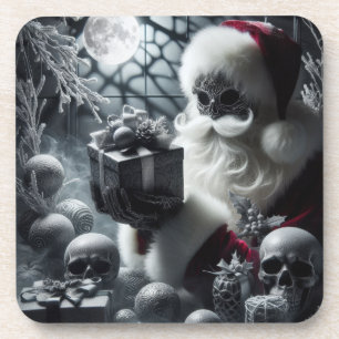 Gothic Christmas Santa Dark Holiday Santa Coaster