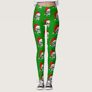 gothic christmas santa skull skeleton leggings
