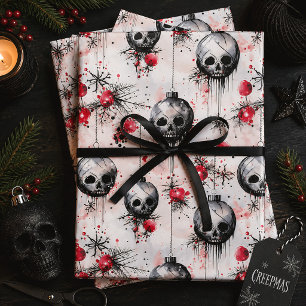 Gothic Christmas Santa Skulls Creepmas Wrapping Paper Sheet