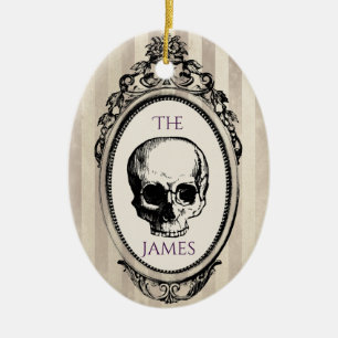 Gothic Christmas Skull Ceramic Tree Decoration