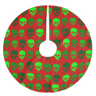 gothic christmas skull skeleton brushed polyester tree skirt