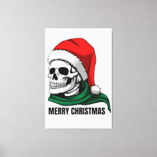 Gothic Christmas Skull with Santa Hat – Alternativ Canvas Print