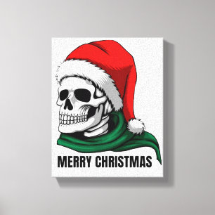 Gothic Christmas Skull with Santa Hat – Alternativ Canvas Print