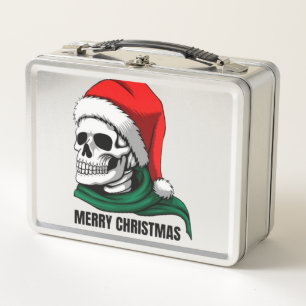 Gothic Christmas Skull with Santa Hat – Alternativ Metal Lunch Box