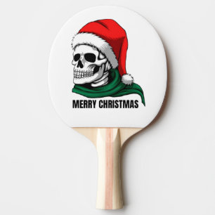 Gothic Christmas Skull with Santa Hat – Alternativ Ping Pong Paddle