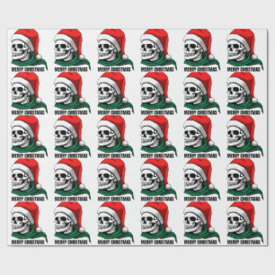 Gothic Christmas Skull with Santa Hat – Alternativ Wrapping Paper