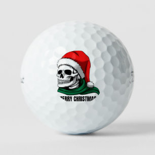 Gothic Christmas Skull with Santa Hat Golf Balls