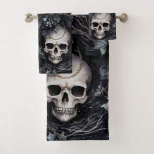 Gothic Christmas Skulls Bath Towel Set