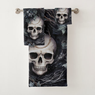 Gothic Christmas Skulls Bath Towel Set