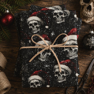 Gothic Christmas Skulls Creepmas Wrapping Paper Sheet