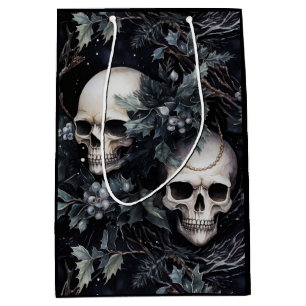 Gothic Christmas Skulls Medium Gift Bag