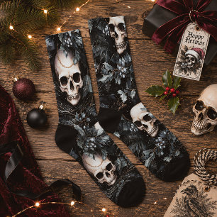 Gothic Christmas Skulls Spooky Creepmas Socks