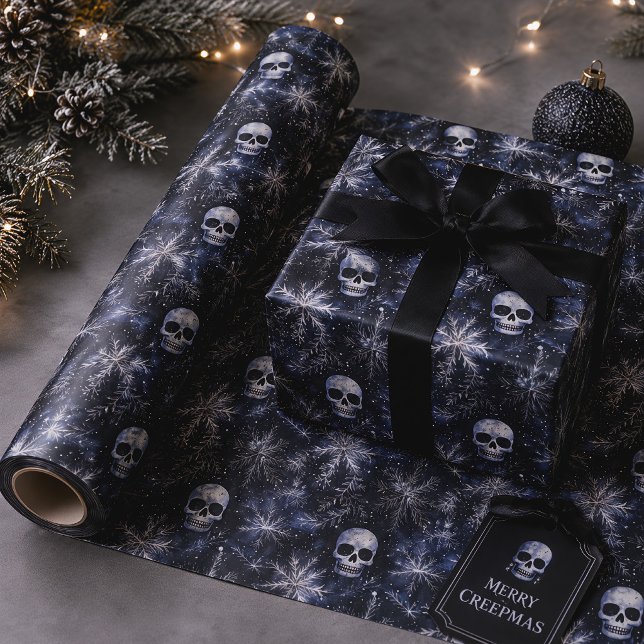 Gothic Christmas Skulls Spooky Wrapping Paper (Creator Uploaded)
