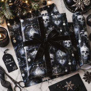 Gothic Christmas Skulls Spooky Wrapping Paper Sheet