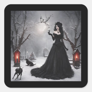 Gothic Christmas Square Sticker