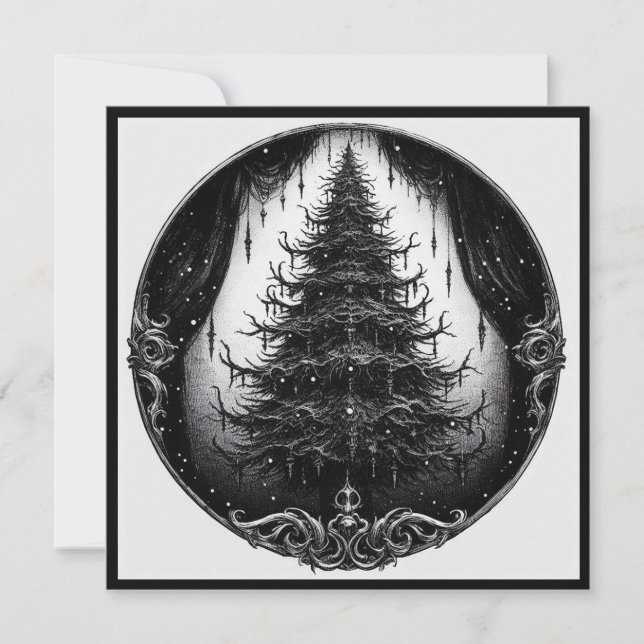Gothic Christmas Tree Goth Xmas Holiday Card (Front)
