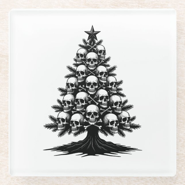 Gothic Christmas Tree II Glass Coaster (Front)