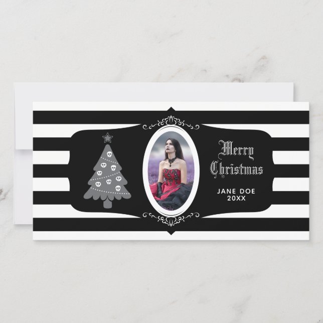 Gothic Christmas Tree With Cameo Photo Card (Front)