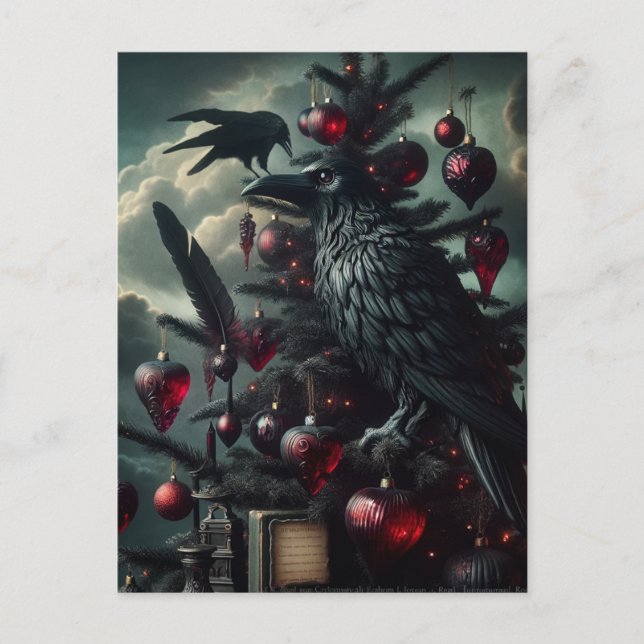 Gothic Christmas Tree With Ravens  Postcard (Front)