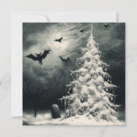 Gothic Christmas Tree with Spooky Bats Horror
