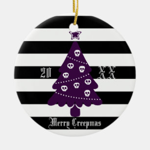 Gothic Christmas Tree With Stripes Ceramic Tree Decoration