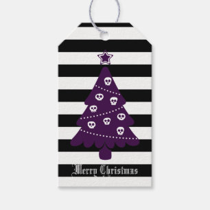 Gothic Christmas Tree With Stripes Gift Tags