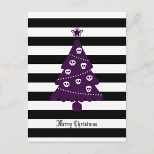 Gothic Christmas Tree With Stripes Holiday Postcard
