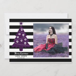 Gothic Christmas Tree With Stripes Photo Card
