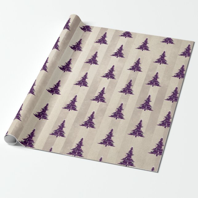 Gothic Christmas Tree Wrapping Paper (Unrolled)