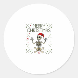 Gothic Christmas Ugly Skull Rock Christmas T-Shirt Classic Round Sticker