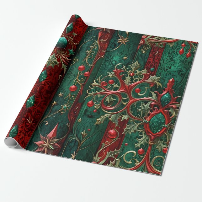 Gothic Christmas Wrapping Paper (Unrolled)