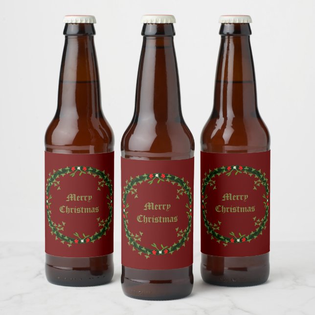 Gothic Christmas Wreath Custom Beer Bottle Label (Bottles)
