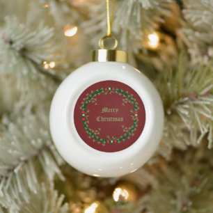 Gothic Christmas Wreath Custom Ceramic Ball Christmas Ornament