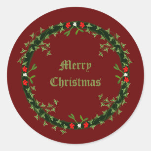 Gothic Christmas Wreath Custom Classic Round Sticker