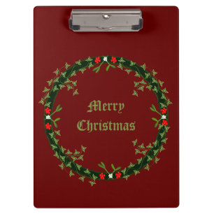 Gothic Christmas Wreath Custom Clipboard