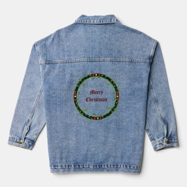 Gothic Christmas Wreath Custom Denim Jacket (Back)