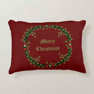 Gothic Christmas Wreath Custom Double Sided Decorative Cushion