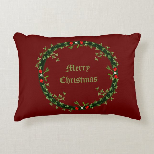 Gothic Christmas Wreath Custom Double Sided Decorative Cushion (Front)