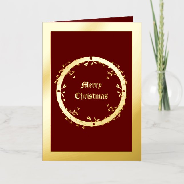 Gothic Christmas Wreath Custom Foil Greeting Card (Front)