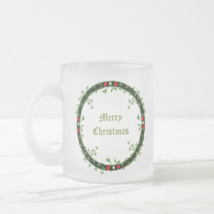 Gothic Christmas Wreath Custom Frosted Glass Coffee Mug