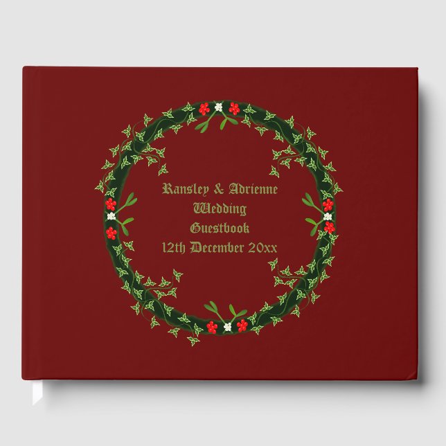 Gothic Christmas Wreath Custom Guest Book (Front)