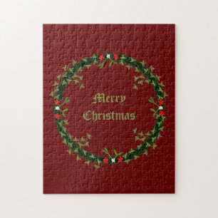 Gothic Christmas Wreath Custom Jigsaw Puzzle
