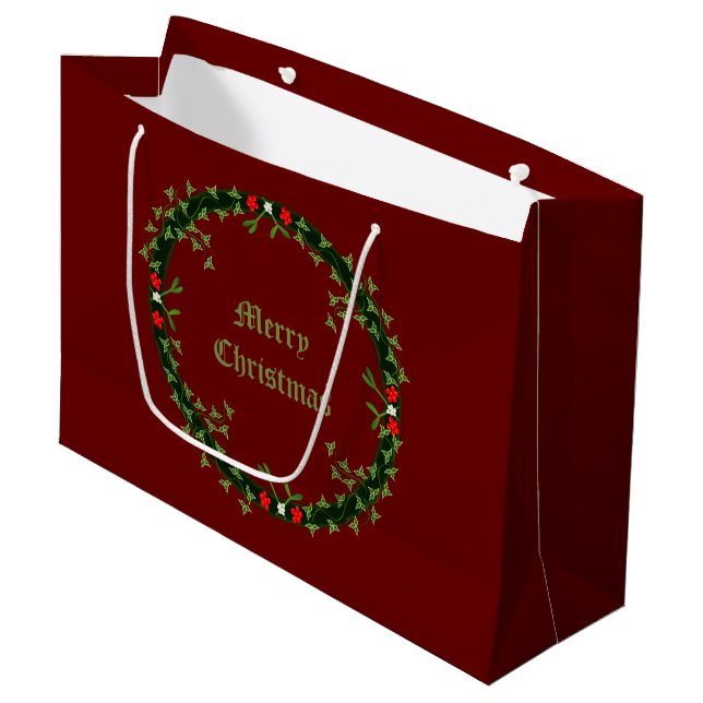 Gothic Christmas Wreath Custom Large Gift Bag (Front Angled)