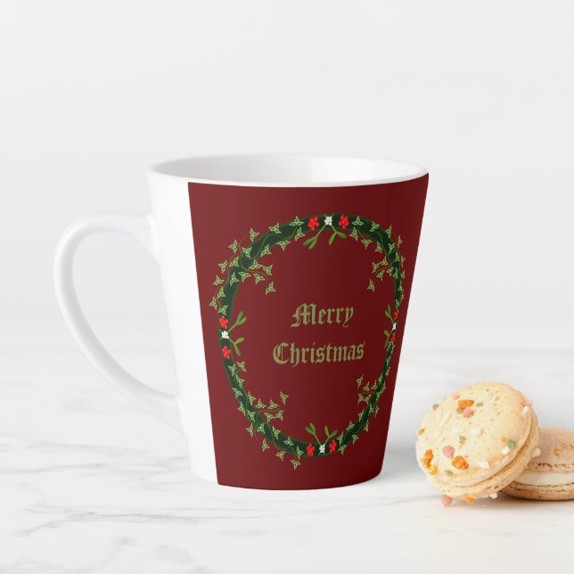 Gothic Christmas Wreath Custom Latte Mug (In Situ)