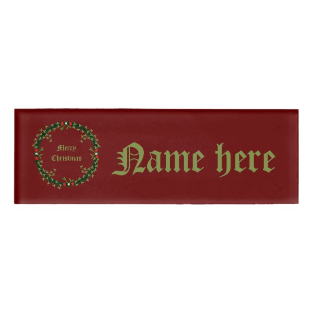 Gothic Christmas Wreath Custom Name Tag (Front)