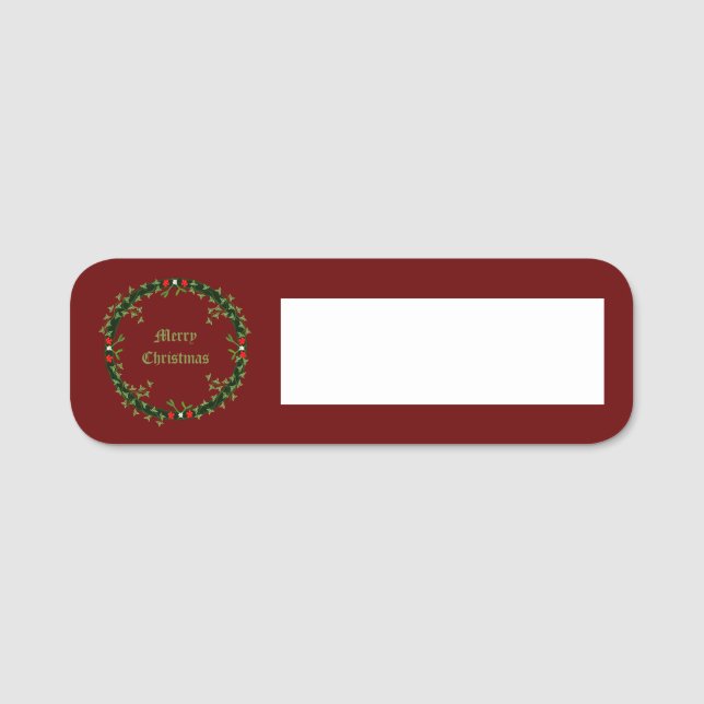 Gothic Christmas Wreath Custom Name Tag (Front)
