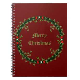Gothic Christmas Wreath Custom Notebook