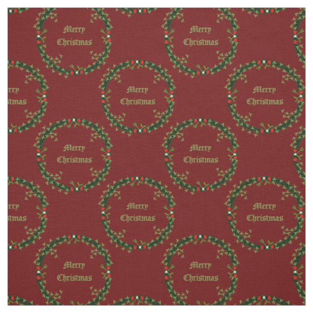 Gothic Christmas Wreath Custom Patterned Fabric (Swatch)