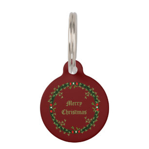 Gothic Christmas Wreath Custom Pet Tag